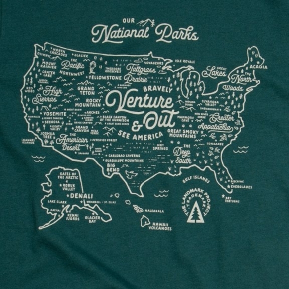 🌿 National Park Service Map T-shirt, unisex, size Medium - Picture 4 of 5
